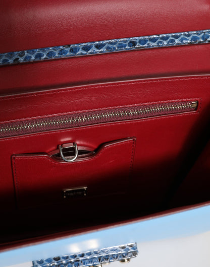 Dolce &amp; Gabbana – LUCIA – Umhängetasche aus exotischem Leder in Blau und Beige