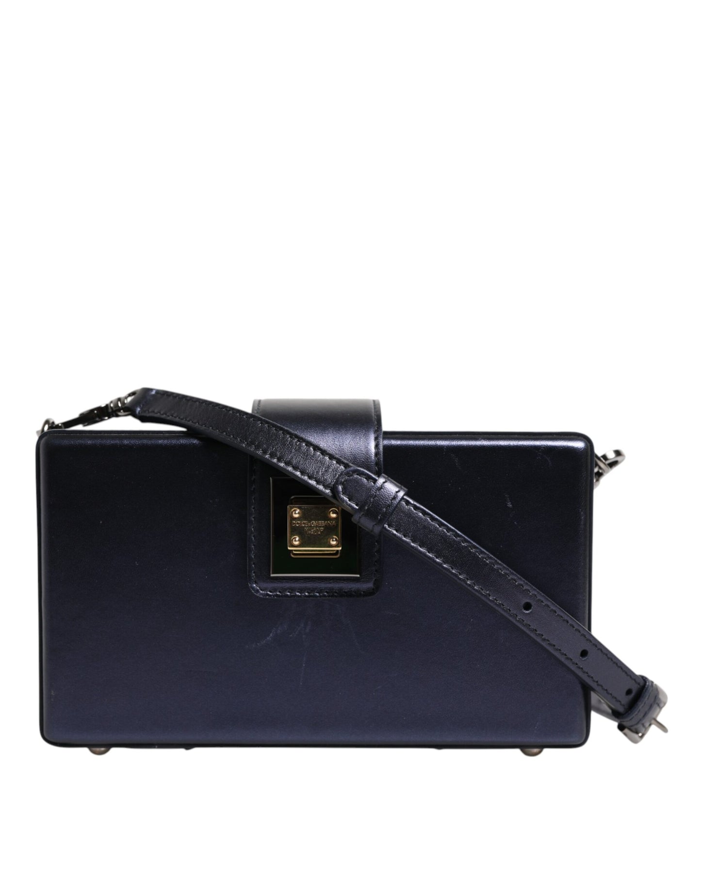 Dolce &amp; Gabbana Blaue DG BOX Umhängetasche aus Lammleder