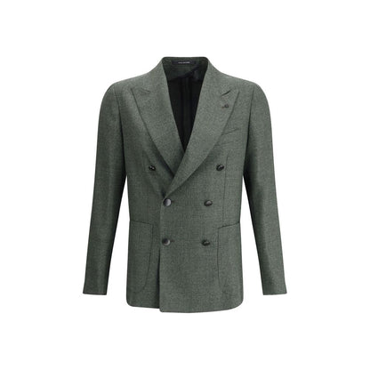 Tagliatore Blazer aus grünem Fleece-Wollstoff
