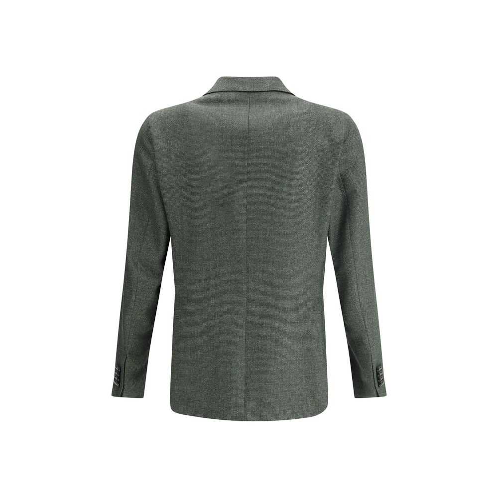 Tagliatore Blazer aus grünem Fleece-Wollstoff