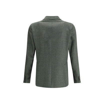 Tagliatore Blazer aus grünem Fleece-Wollstoff