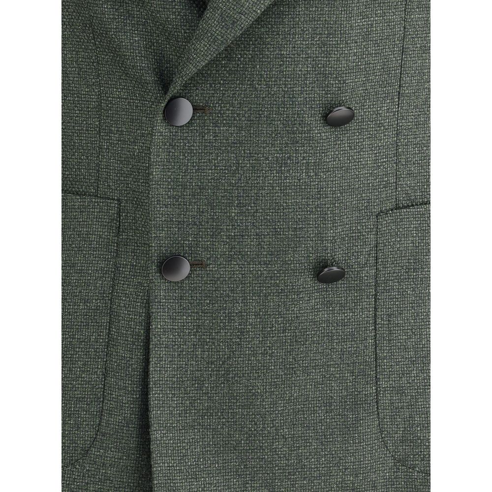 Tagliatore Blazer aus grünem Fleece-Wollstoff
