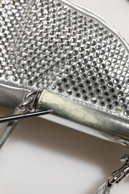 Dolce &amp; Gabbana – Silberne Gürteltasche mit Kristallverzierung