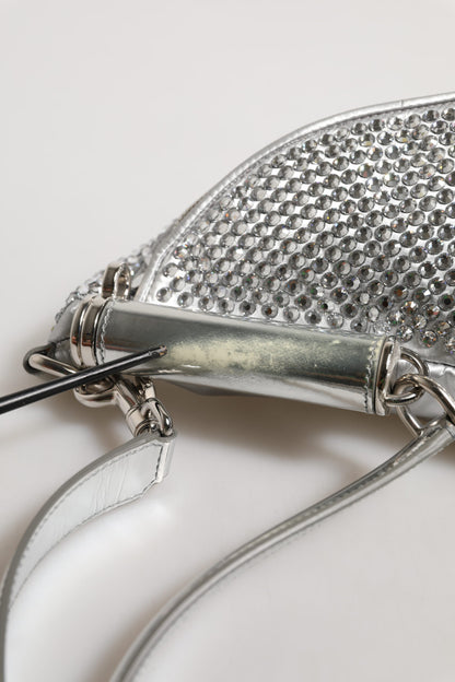 Dolce &amp; Gabbana – Silberne Gürteltasche mit Kristallverzierung