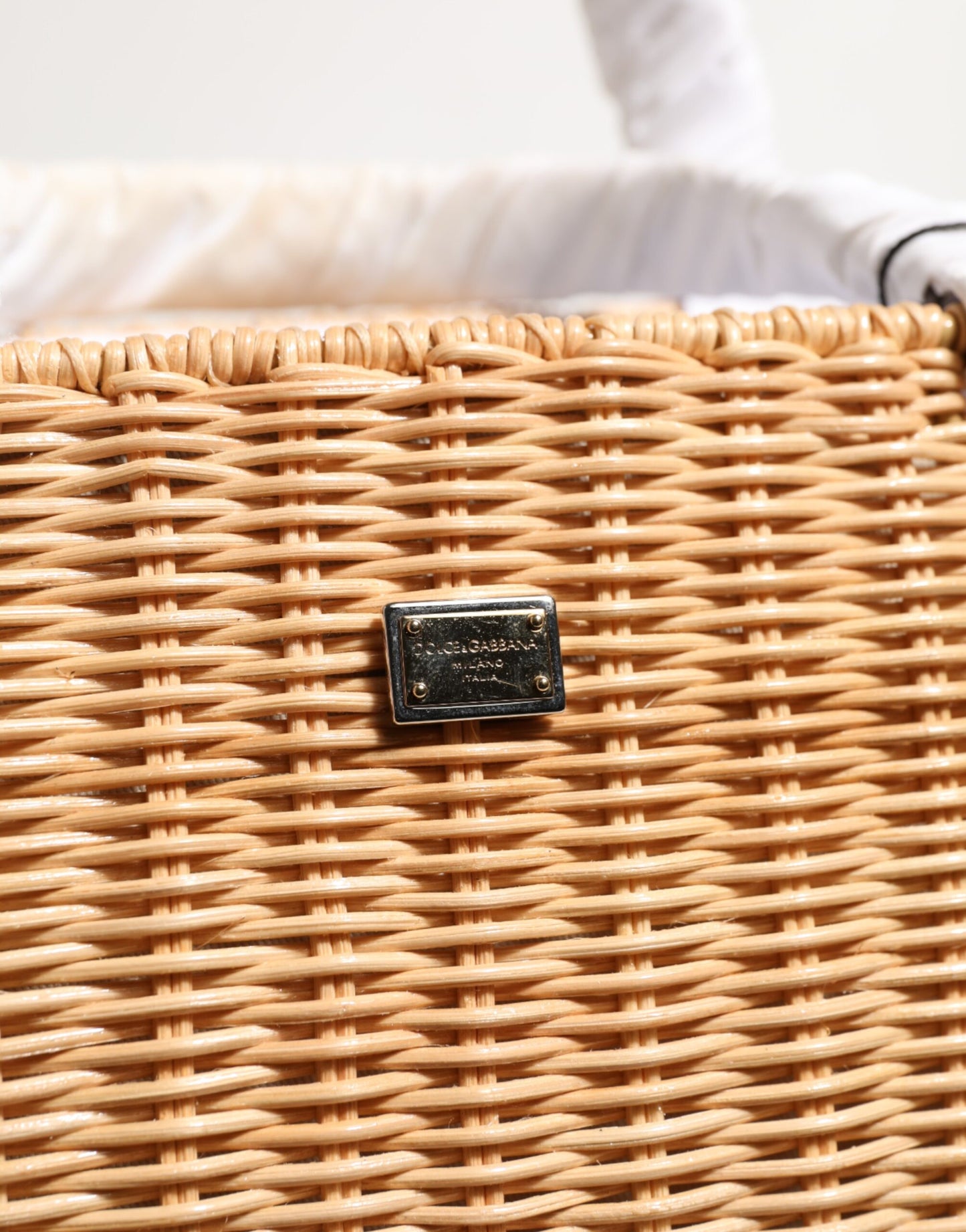 Dolce &amp; Gabbana Beige Fiber Gemüsekorb Handtasche Tote