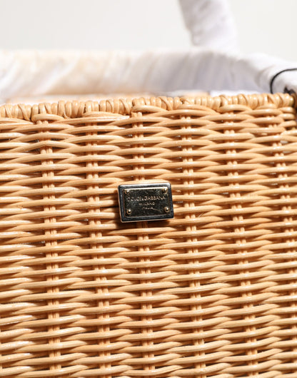 Dolce &amp; Gabbana Beige Fiber Gemüsekorb Handtasche Tote