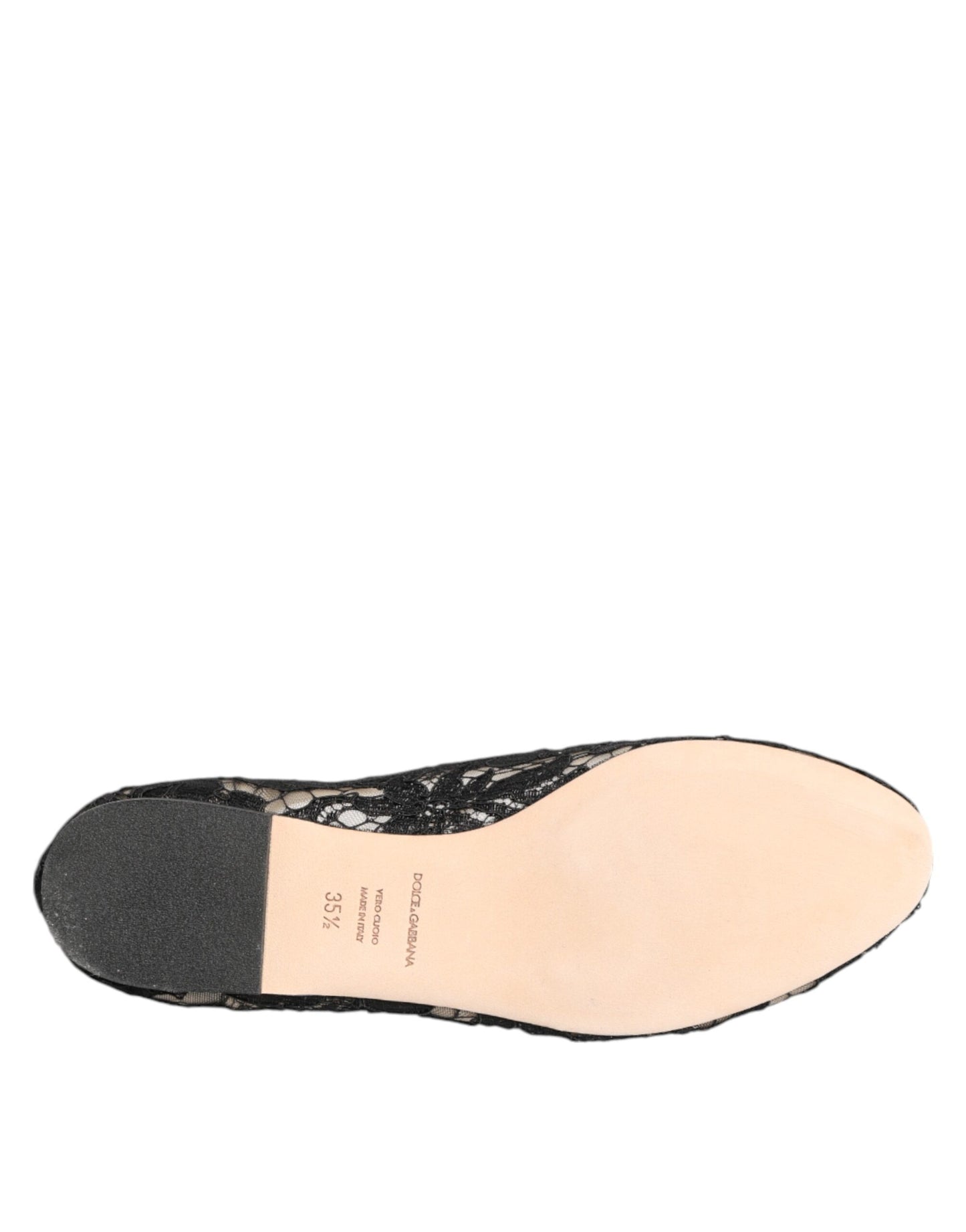 Dolce &amp; Gabbana – Schwarze Taormina-Ballerinas mit Spitzen und Kristallen
