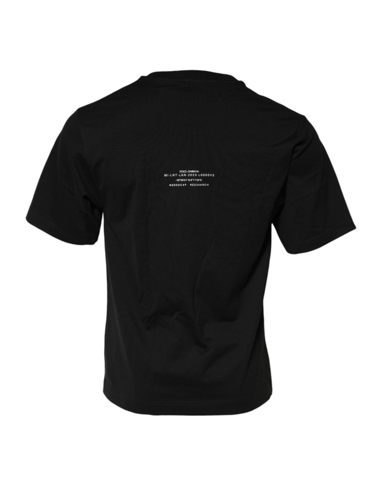 Dolce &amp; Gabbana Schwarzes Baumwoll-T-Shirt mit Rundhalsausschnitt und DG Vib3-Print