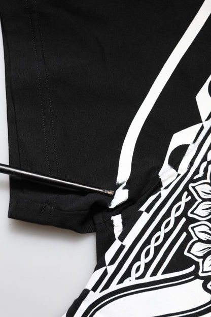 تي شيرت دولتشي آند غابانا أسود من القطن بطبعة باندانا ورقبة دائرية