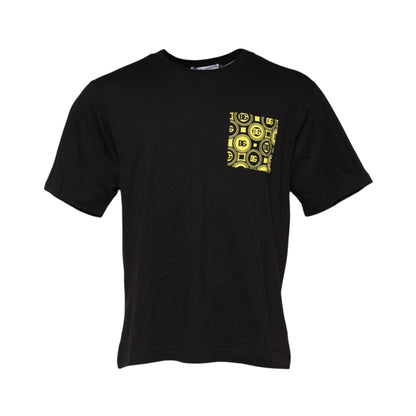 Dolce &amp; Gabbana – Schwarzes minimalistisches T-Shirt aus Baumwolle mit Rundhalsausschnitt