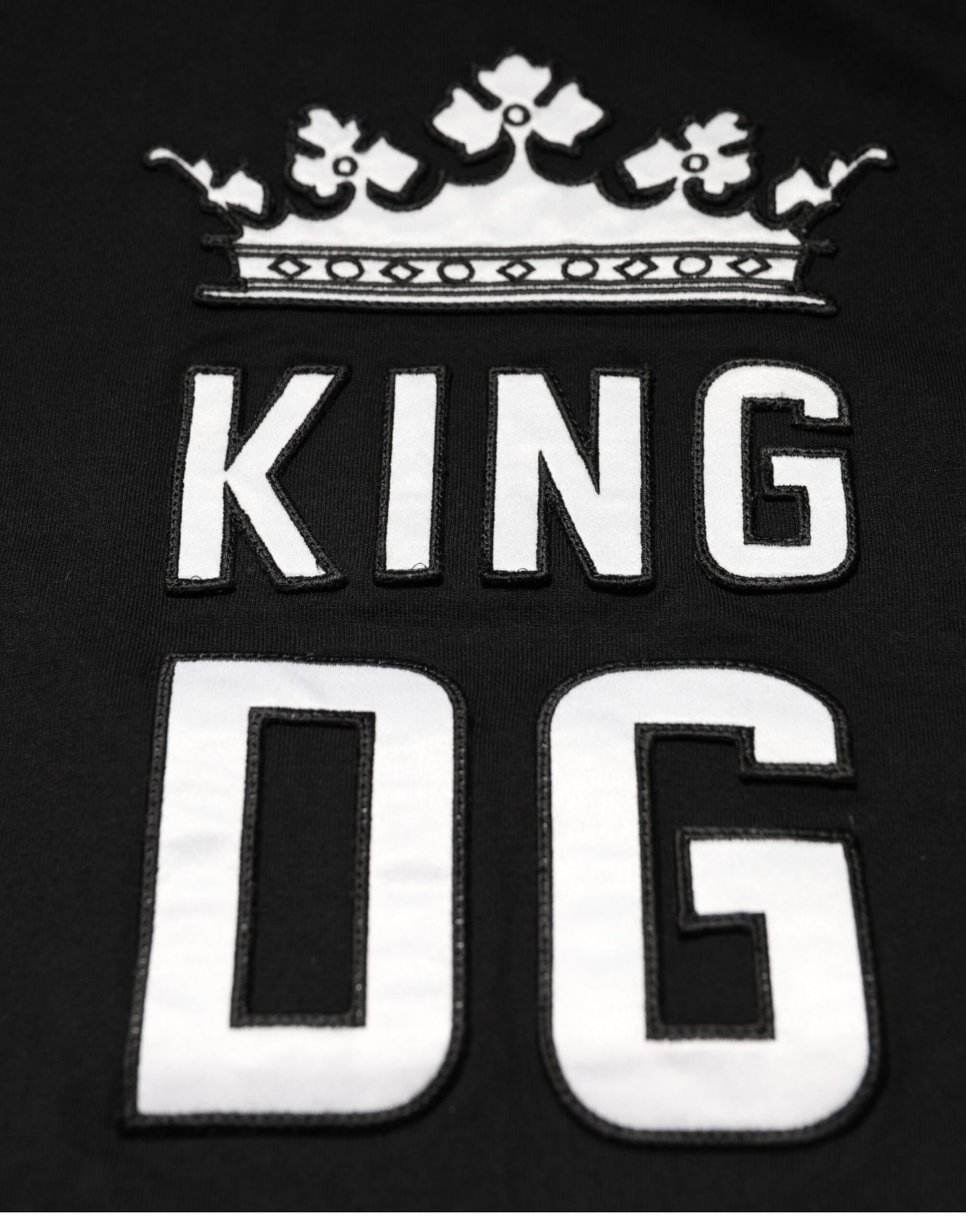 Dolce &amp; Gabbana Schwarzes T-Shirt aus Baumwolle mit Rundhalsausschnitt „DG King Crown“
