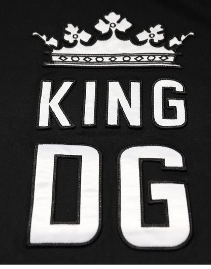 Dolce &amp; Gabbana Schwarzes T-Shirt aus Baumwolle mit Rundhalsausschnitt „DG King Crown“