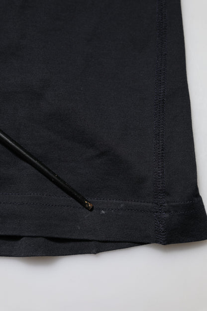 Dolce &amp; Gabbana – Dunkelblaues Baumwoll-T-Shirt mit Rundhalsausschnitt und Logo-Plakette