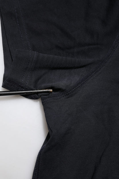 Dolce &amp; Gabbana – Dunkelblaues Baumwoll-T-Shirt mit Rundhalsausschnitt und Logo-Plakette