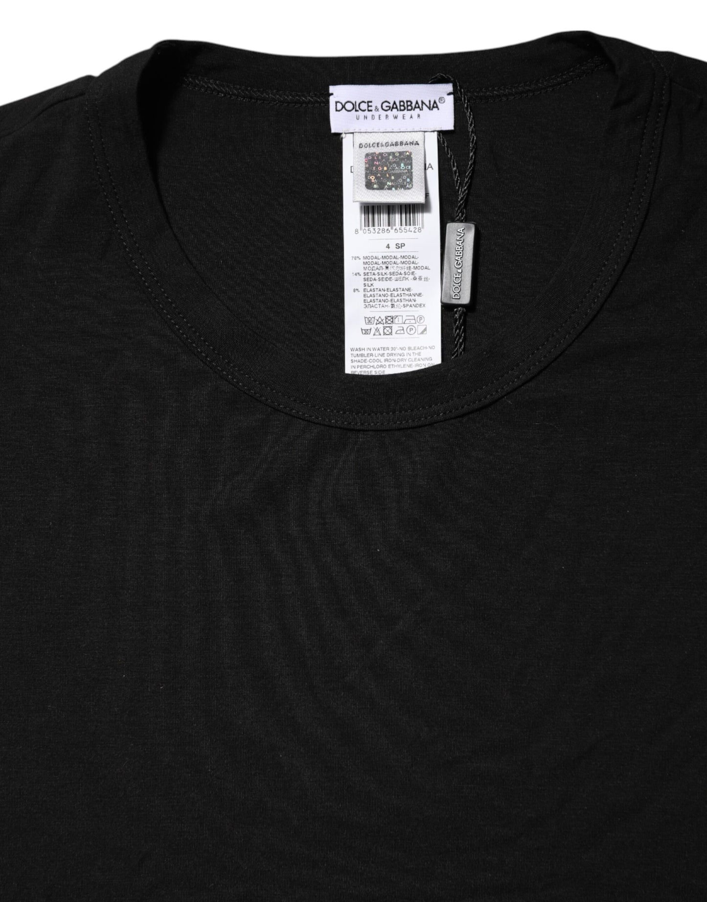 Dolce &amp; Gabbana – Schwarzes Modal-Unterwäsche-T-Shirt mit Rundhalsausschnitt für Herren