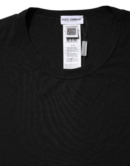 Dolce &amp; Gabbana – Schwarzes Modal-Unterwäsche-T-Shirt mit Rundhalsausschnitt für Herren