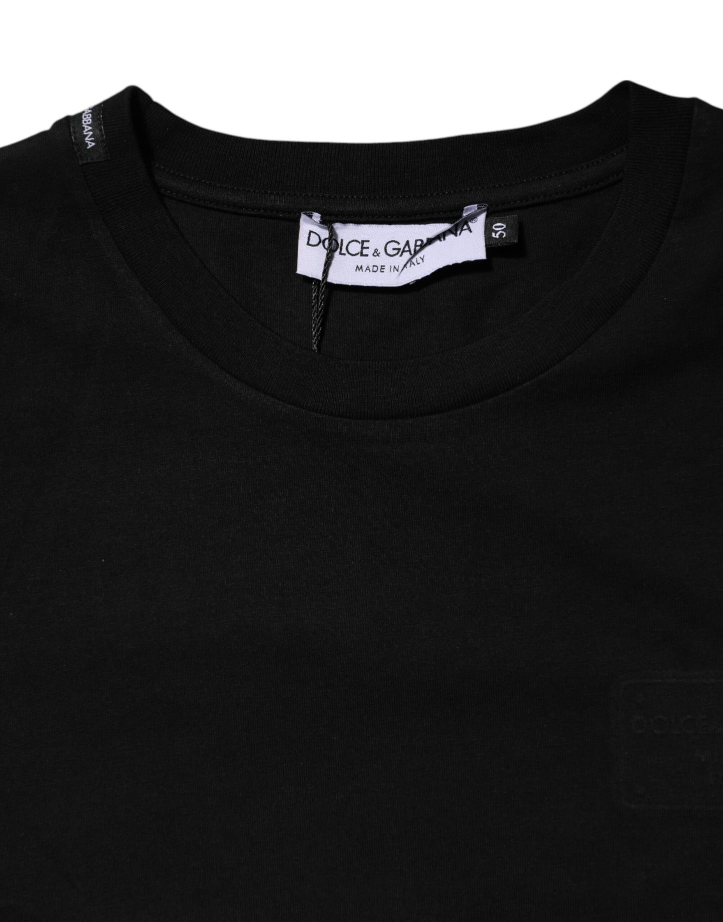 Dolce &amp; Gabbana – Schwarzes T-Shirt aus Baumwolle mit Rundhalsausschnitt und kurzen Ärmeln