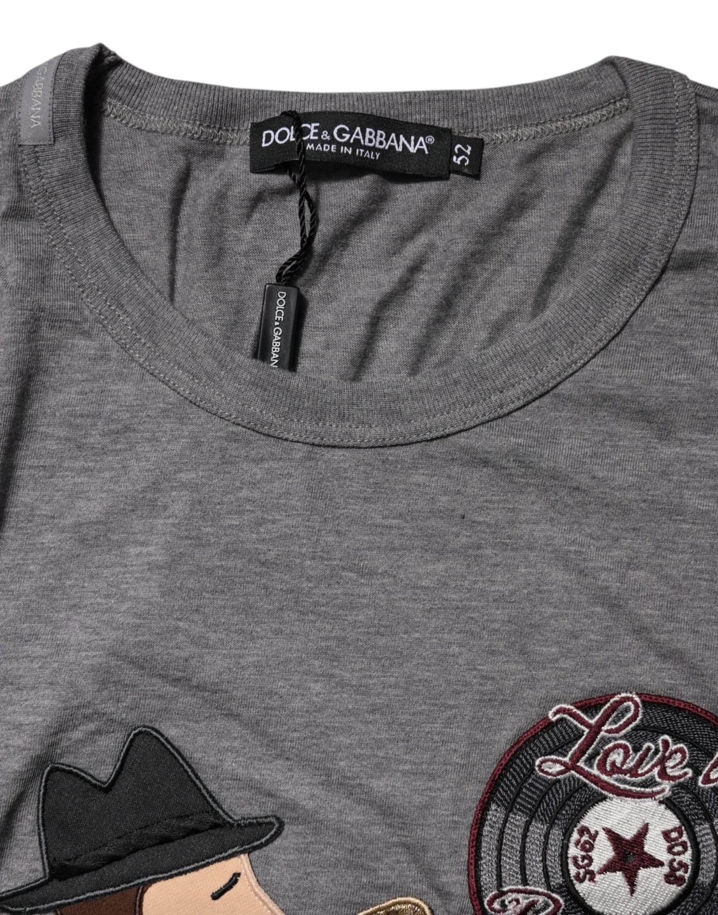 Dolce &amp; Gabbana Graues #DGFamily Baumwoll-T-Shirt mit Rundhalsausschnitt