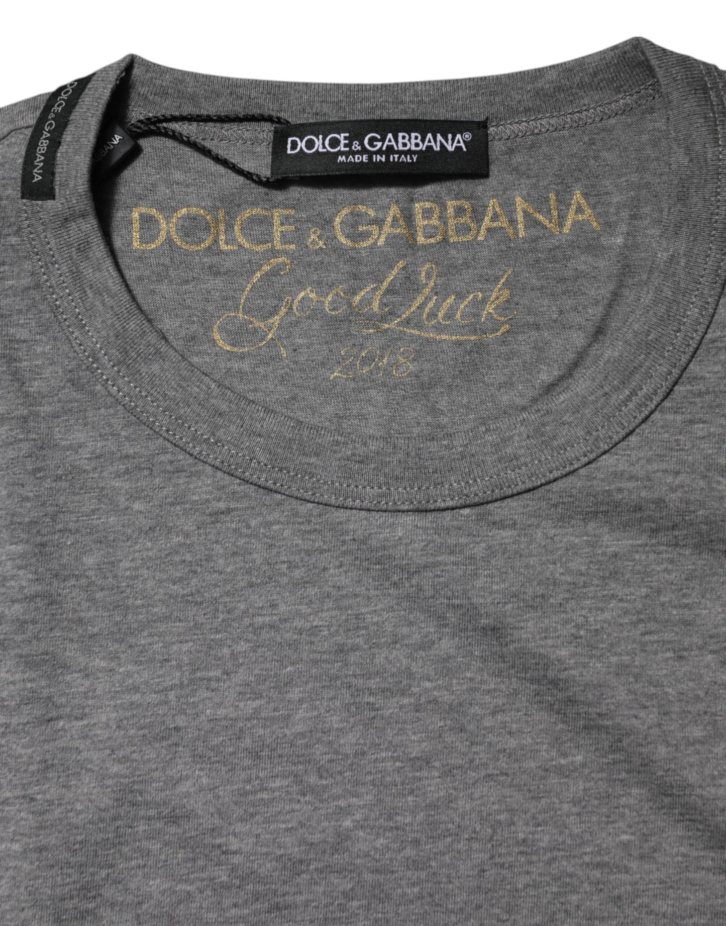 Dolce &amp; Gabbana – Graues T-Shirt aus Baumwolle mit Rundhalsausschnitt und kurzen Ärmeln