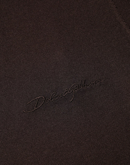 Dolce &amp; Gabbana – Braunes Seiden-T-Shirt mit Rundhalsausschnitt und kurzen Ärmeln