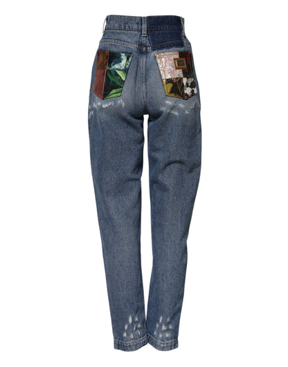 Dolce &amp; Gabbana – Blaue, zerfetzte Jeans mit hoher Taille „AMBER“ 