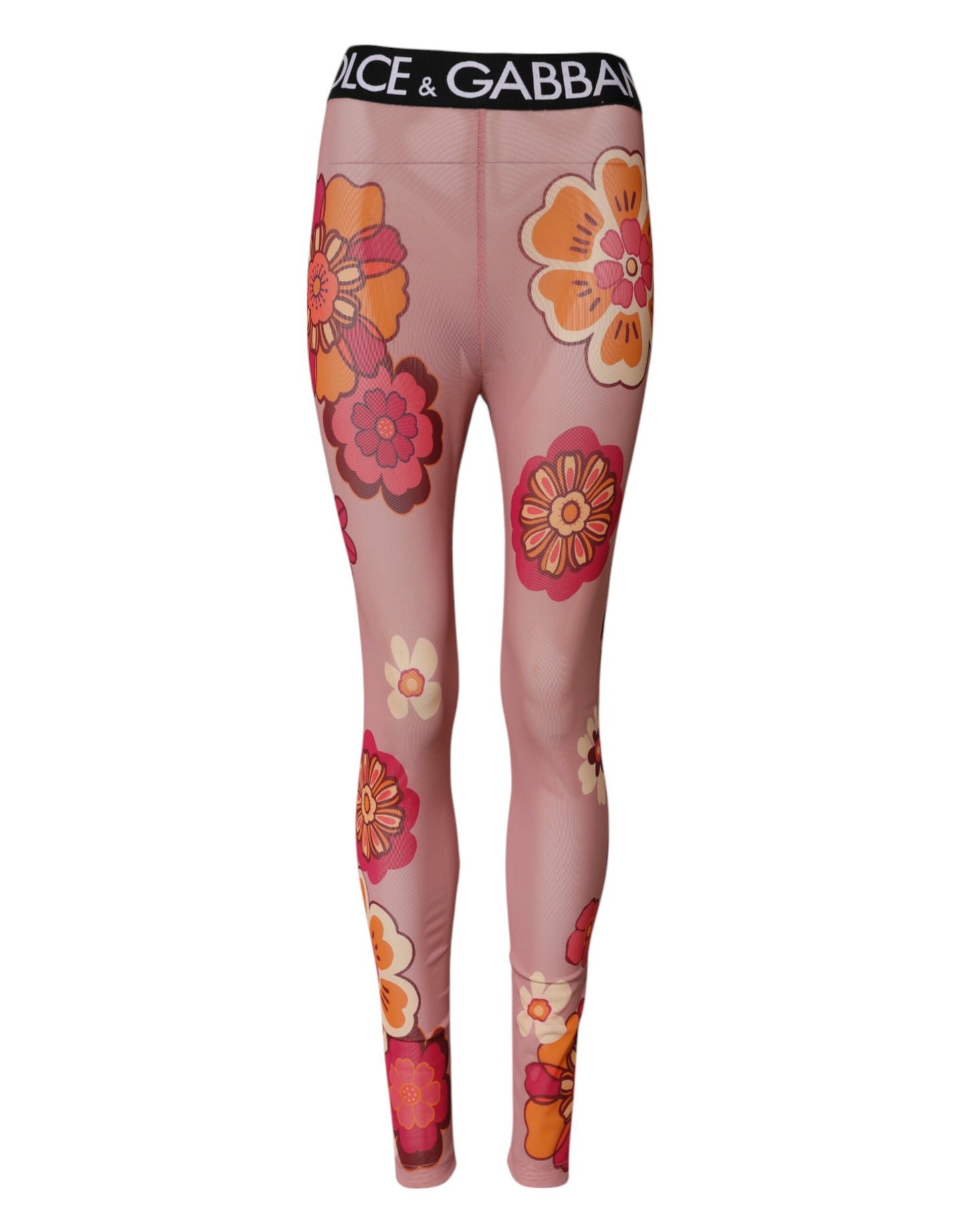 Dolce &amp; Gabbana, Rosa Leggings mit Blumenmuster und Stretchbund