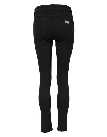 Dolce &amp; Gabbana – Schwarze Skinny-Jeans aus Baumwolle mit mittlerer Taille 