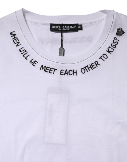 Dolce &amp; Gabbana – Ärmelloses Tank-T-Shirt aus weißer Baumwolle mit Aufdruck