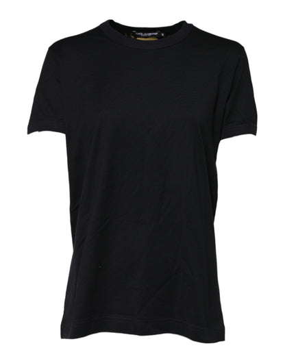 Dolce & Gabbana Black Cotton DG Print Short Sleeve Top T-shirt