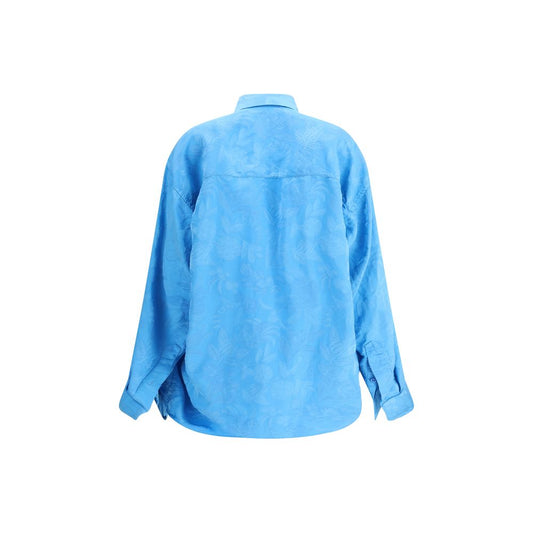 Balenciaga Blaues Viskosehemd mit Muster