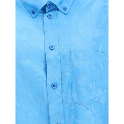 Balenciaga Blaues Viskosehemd mit Muster
