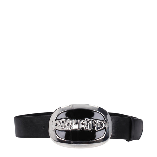 Dsquared² Black Leather Belt