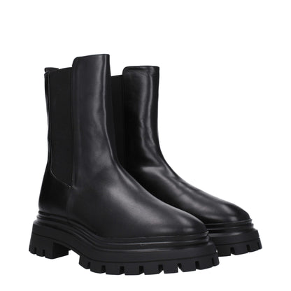 Stuart Weitzman – Schwarze Lederstiefeletten