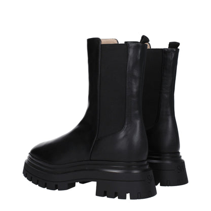 Stuart Weitzman – Schwarze Lederstiefeletten
