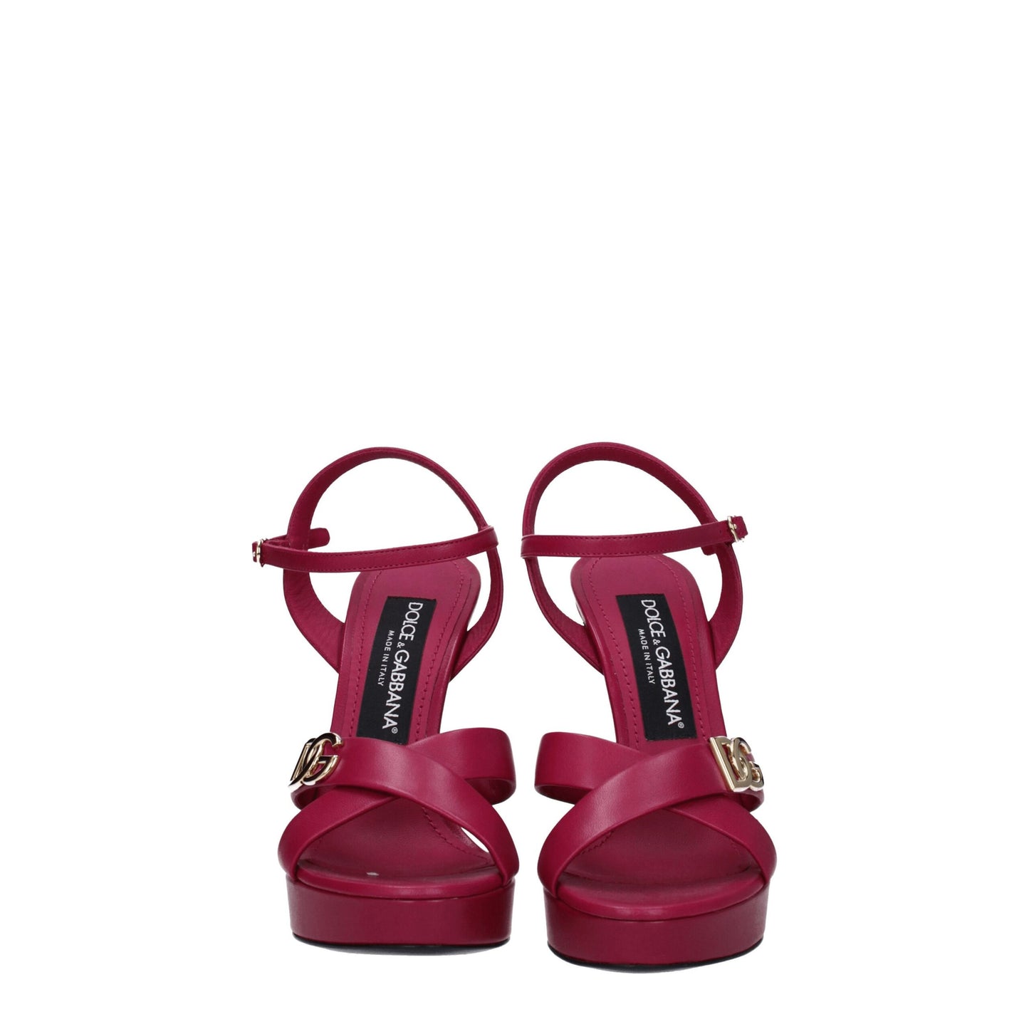 Dolce &amp; Gabbana Plateau-Sandalen aus rosafarbenem Leder