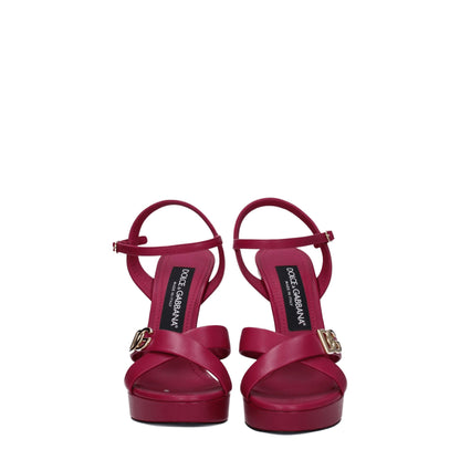 Dolce &amp; Gabbana Plateau-Sandalen aus rosafarbenem Leder