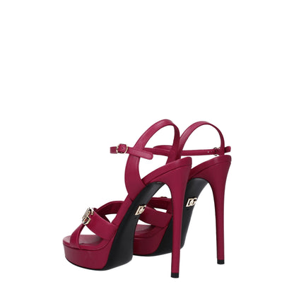 Dolce &amp; Gabbana Plateau-Sandalen aus rosafarbenem Leder