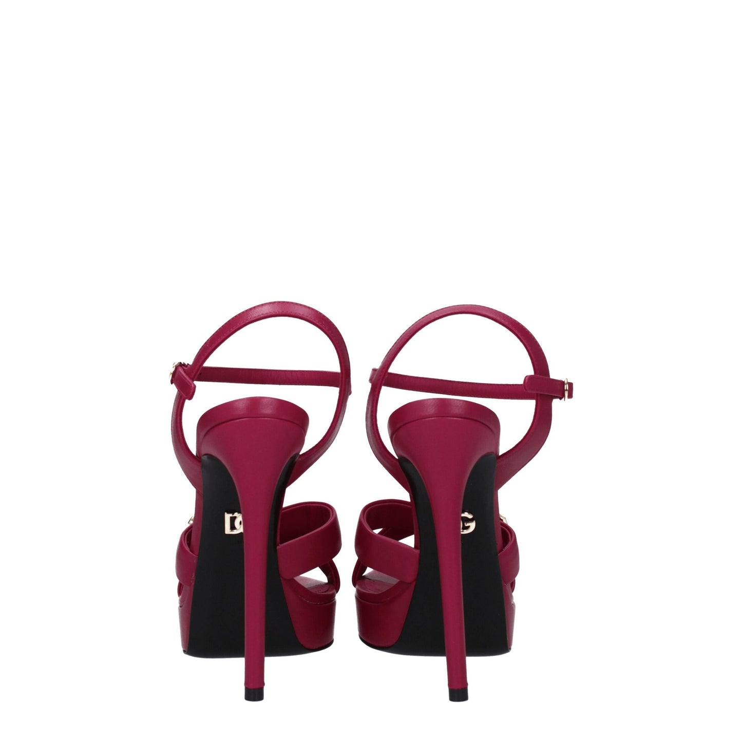 Dolce &amp; Gabbana Plateau-Sandalen aus rosafarbenem Leder