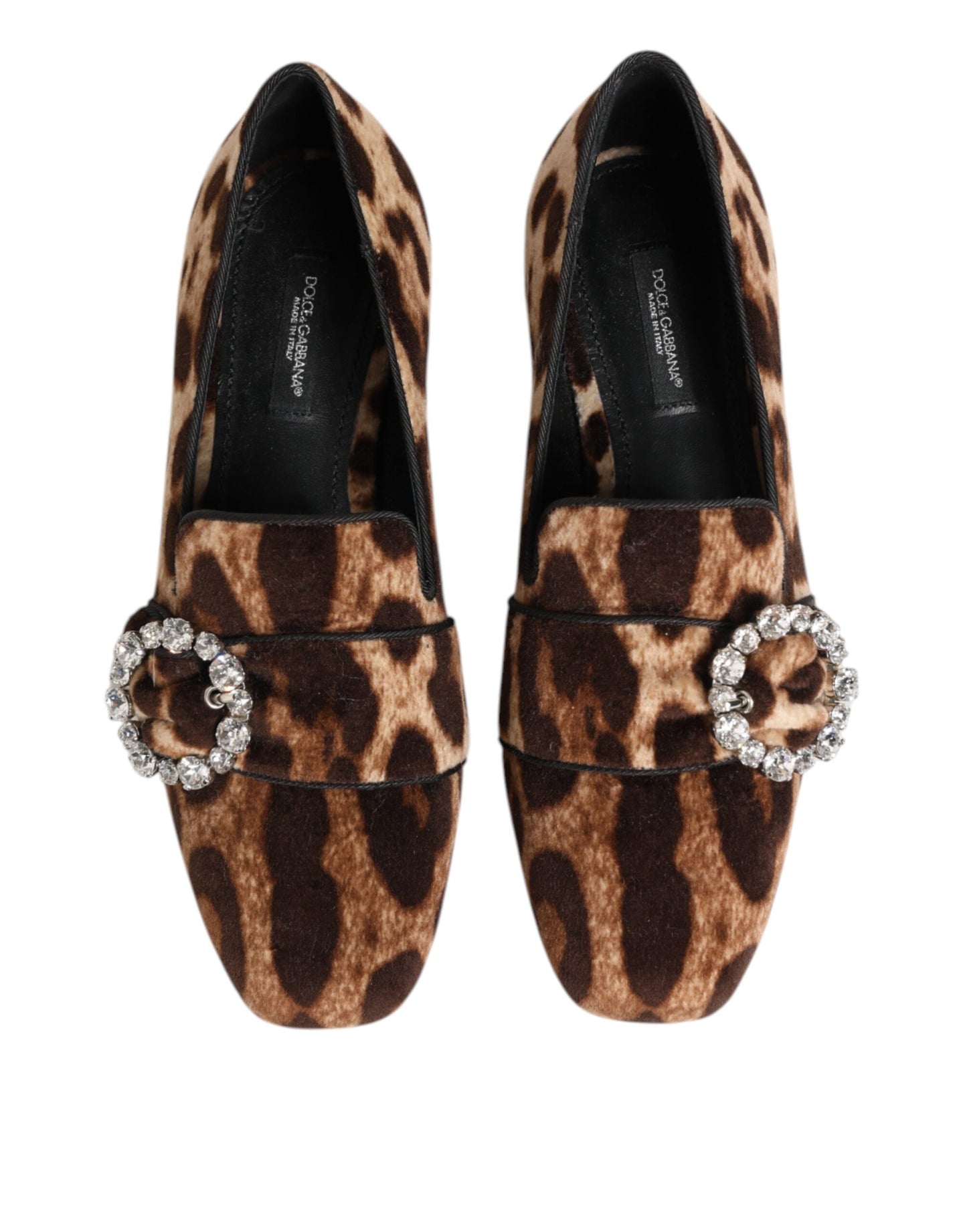 Dolce &amp; Gabbana – Loafer mit Kristallen in Braun mit Leopardenmuster