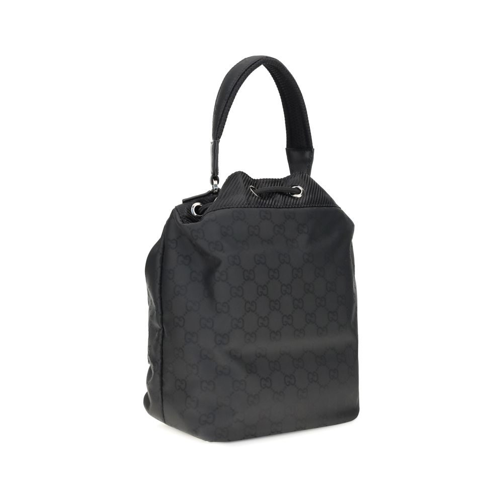 Gucci Schwarze Korbhandtasche aus Polyamid