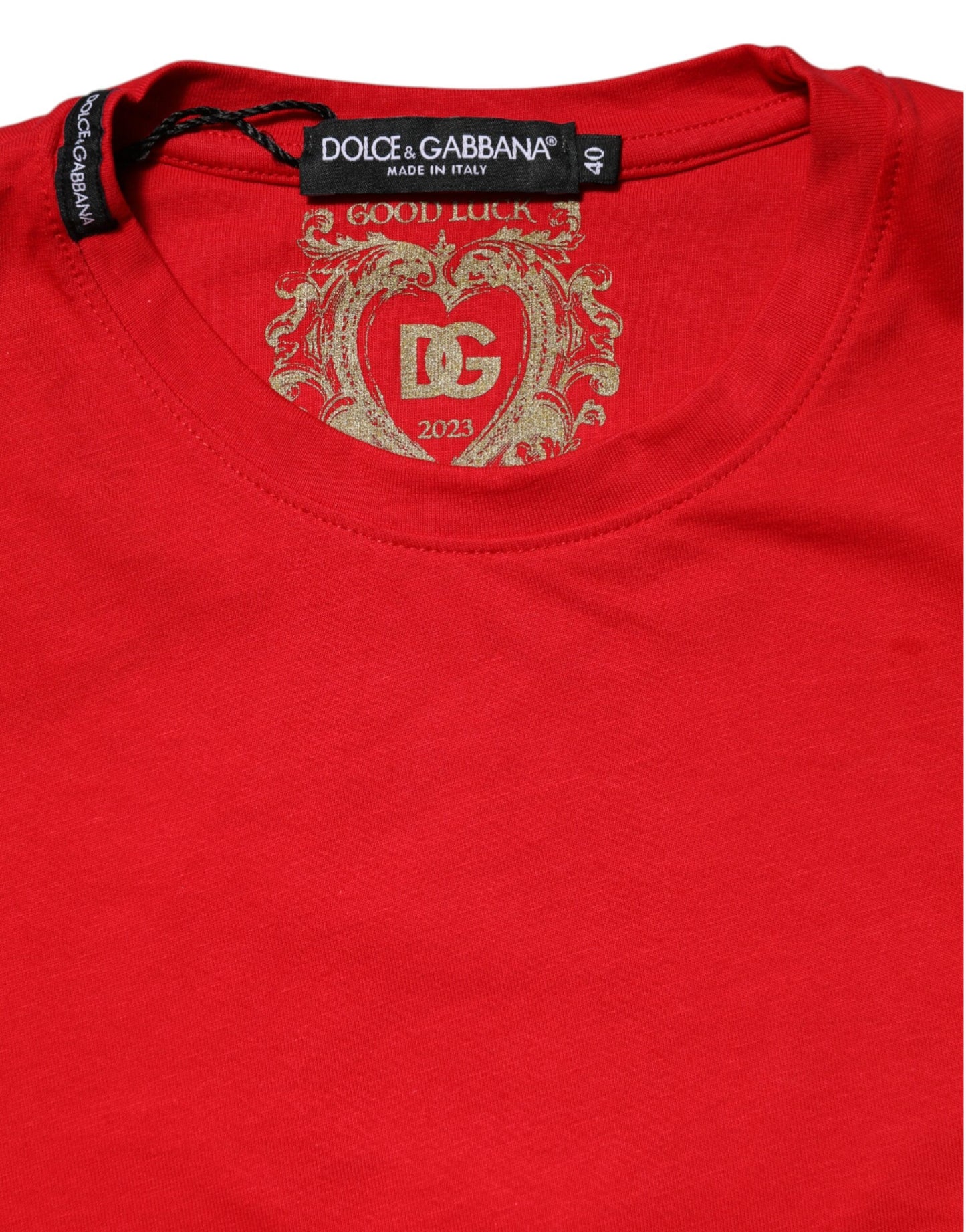 Dolce &amp; Gabbana – Rotes, schlichtes T-Shirt mit kurzen Ärmeln und Rundhalsausschnitt