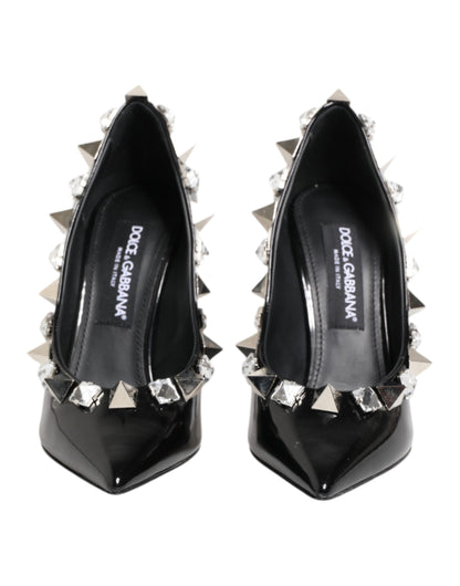 Dolce &amp; Gabbana – Schwarze Pumps mit Kristallnieten und Stilettoabsatz