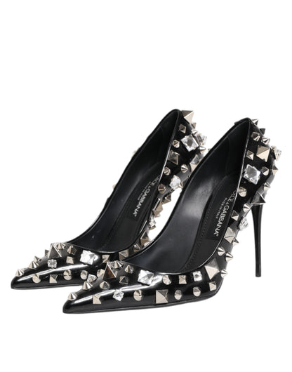 Dolce &amp; Gabbana – Schwarze Pumps mit Kristallnieten und Stilettoabsatz