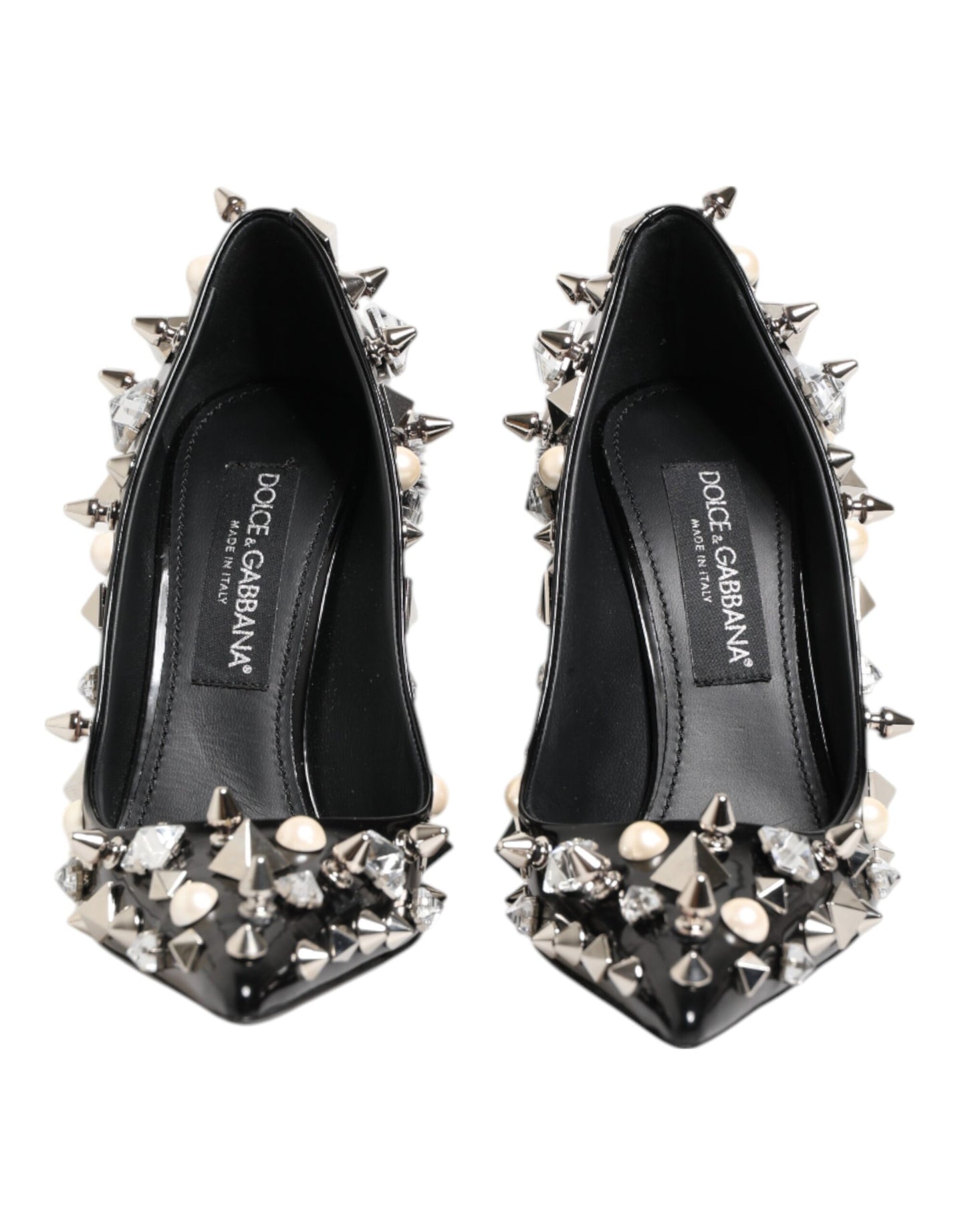 Dolce &amp; Gabbana – Schwarze Pumps mit Kristallnieten und Stilettoabsatz
