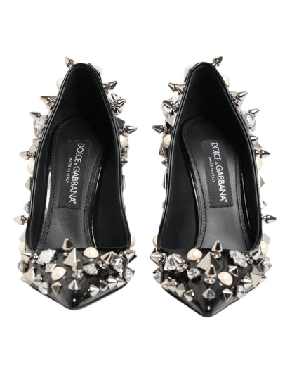 Dolce &amp; Gabbana – Schwarze Pumps mit Kristallnieten und Stilettoabsatz