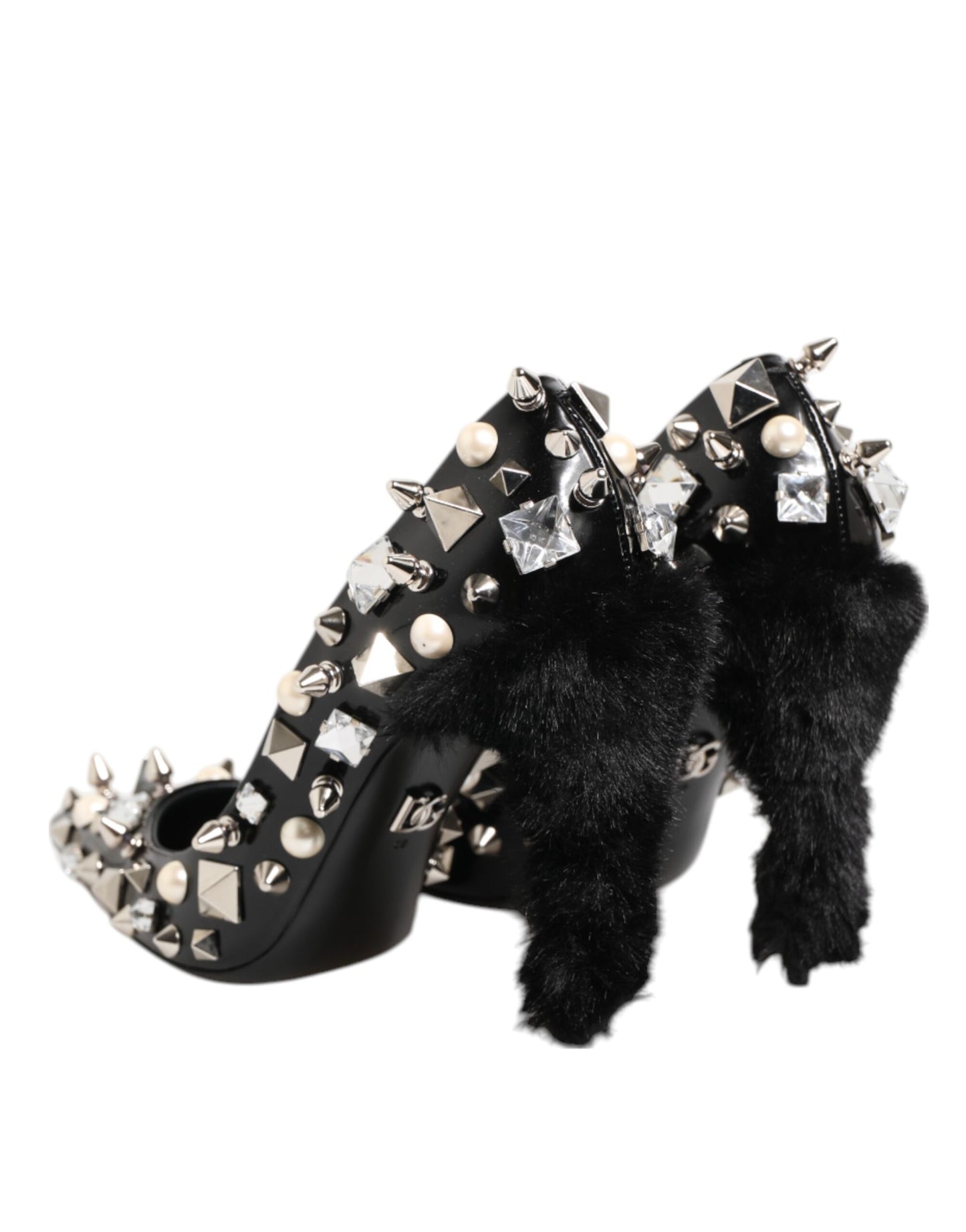 Dolce &amp; Gabbana – Schwarze Pumps mit Kristallnieten und Stilettoabsatz