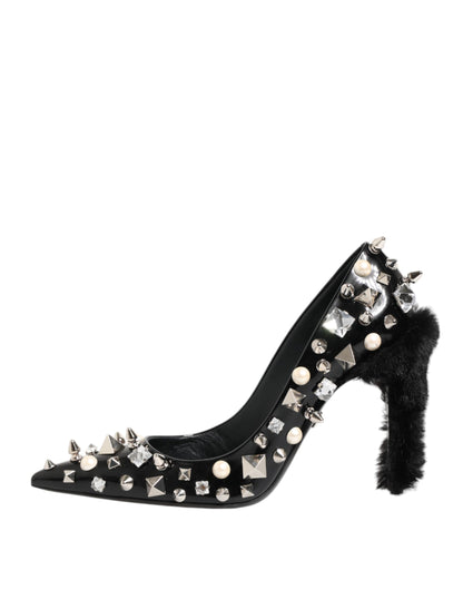 Dolce &amp; Gabbana – Schwarze Pumps mit Kristallnieten und Stilettoabsatz