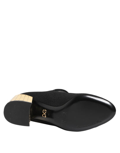 Dolce &amp; Gabbana – Schwarze Mary-Jane-Schuhe mit Blumen- und Kristallverzierung