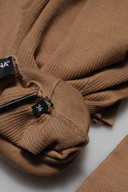 Dolce &amp; Gabbana – Brauner Rollkragenpullover mit langen Ärmeln