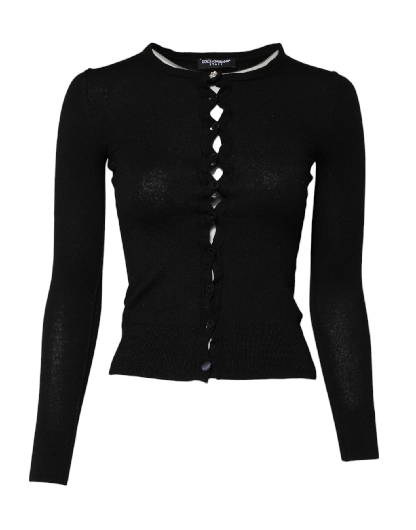 Dolce & Gabbana Black STAFF Round Neck Cardigan Sweater